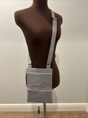 Hand Crafted Light Gray Quilted Crossbody Bag